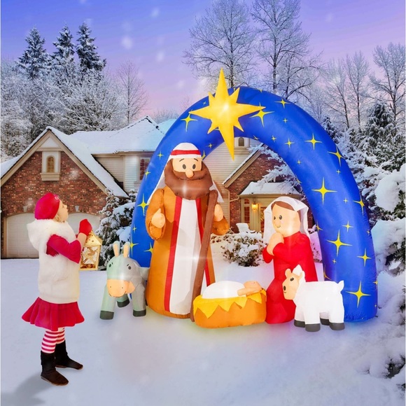 Other Nwot Nativity Scene Outdoor 75ft W Inflatable Christmas Decorations For Yard Poshmark